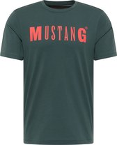 Mustang T-shirt donkergroen met donkergrijs logo - maat L