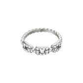 Ring in kettingstijl en diamanten - Yehwang - Ring - Maat 16 - Zilver