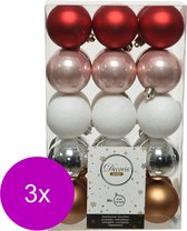 Decoris Kerstbal Kunststof Mix - Kerstversiering - 3 x Ø6 cm Assorti 30 stuks