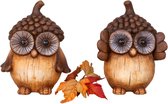 Bruine uilen met bijbelhoedje - hoogte  = 8.5cm - Set van 2 Stuks