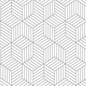 RoomMates – Stripped Hexagon Peel and Stick Wallpaper Stickerbehang – 52,07 cm x 502,9 cm - Grijs en Wit