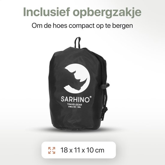 Sarhino Shield Premium flightbag voor backpacks en regenhoes - L 80-100l  - zwart - flightbags - Sarhino