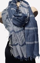 Dames lange sjaal donkerblauw/grijs