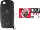 Autosleutel 2 knoppen klapsleutel behuizing met CR2032 batterij geschikt voor Audi autosleutel / Audi TT Quattro / Audi A2 / Audi A3 / Audi A4 / Audi A6 / Audi A8 / Audi sleutelbeh