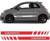 Abarth Striping Rood 2x - Abarth Auto Stickers - Strepen 'ABARTH' voor Fiat 500 Abarth / Abarth 595 - Autostickers Wrap
