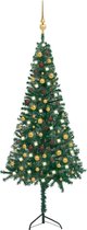 Huis en Tuin Depot Kunstkerstboom Met Led'S En Kerstballen Hoek 210 Cm Pvc Groen