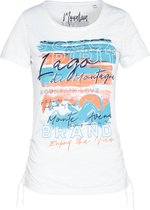Soccx ® T-shirt met print en ruches aan de zijkant, Wit (XL)