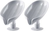 Renor® Zeepbakje met Afvoer - Grijs/Grijs - 2 Stuks - Draagbare Zeephouder met Zuignap - Wastafel, Keuken, Badkamer - Stabiel - Zeepbakje op Standaard
