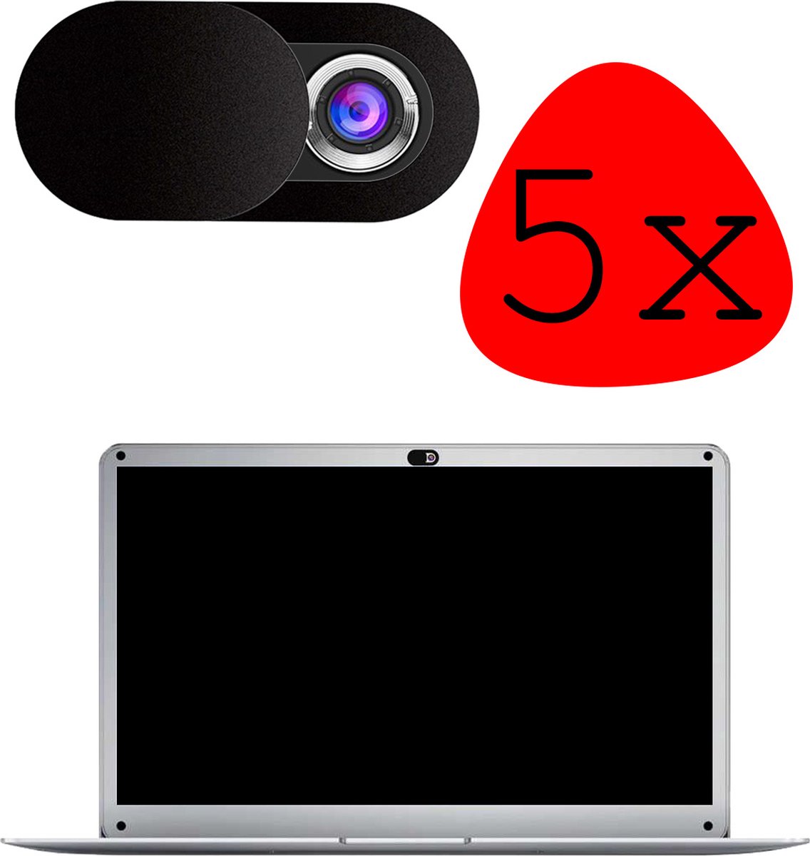 Webcam Cover Privacy Universeel - Laptop Camera Cover Voor Privacy - Smartphone Camera Privacy Beschermer Camera Tablet - Zwart - 5 Stuks