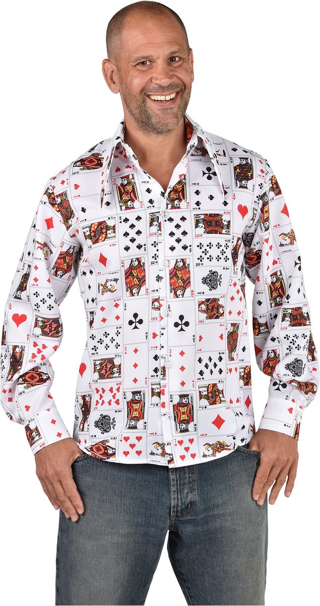 Magic Design Verkleedblouse Playing Cards Polyester Wit Maat S