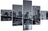 Schilderij - Brooklyn Bridge bij Avond, 3 maten, Premium Print