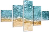 Schilderij - Oceaan en Strand van boven, Beige en blauw, Premium Print
