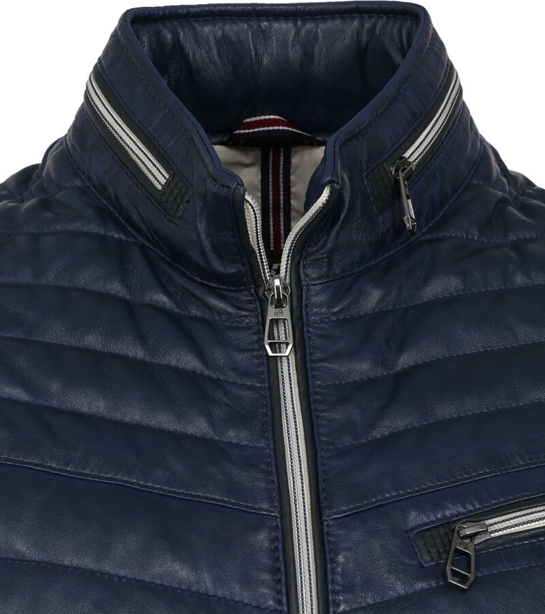 Milestone Damiano Jas Leer Donkerblauw 52 Modernfit