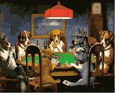Paint By Numbers - Schilderen op Nummer - Honden Spelen Poker - 40x50cm - Volwassenen - Stipco