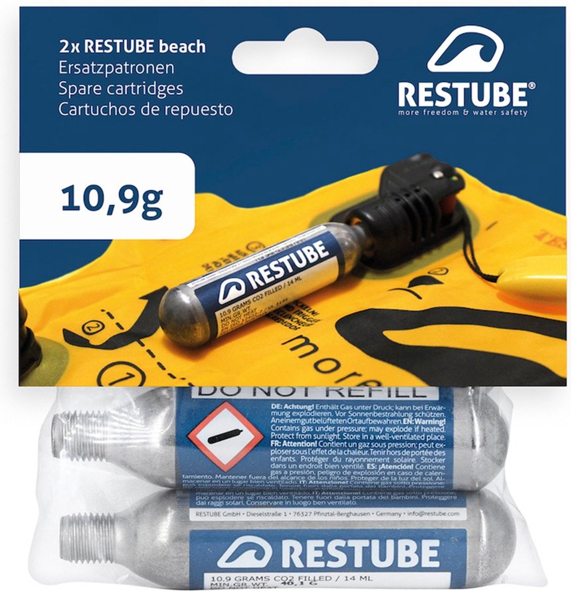 RESTUBE CO2 patronen - 10.9 gram - voor RESTUBE Beach