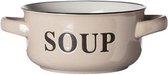 Soup Bowl Cream D13.5xh6.5cmwith Text Soup-  Handles 47cl