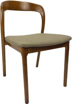 Eetkamerstoel Germond Hout Taupe Leer