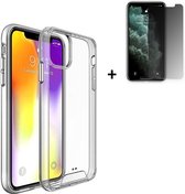 Hoesje iPhone 11 - Screenprotector iPhone 11 - iPhone 11 Hoesje Transparant Siliconen Case + Privacy Screenprotector