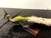 Colmore, Prachtige Groene pauw met glitters en veren, met klip, 47cm