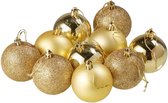 Kerstballen Set - Goud - Mat / Glitter / Glans - Kerstversiering - Kunststof - Set van 10 stuks