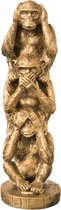Apen Horen Zien en Zwijgen - beeldje - 27x8cm - Goud