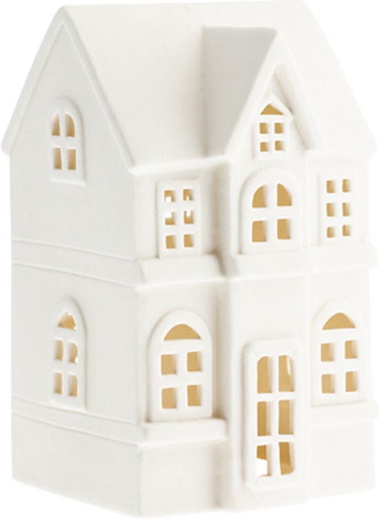 Storefactory - Byn nr 3 - Mat wit keramiek kersthuisje