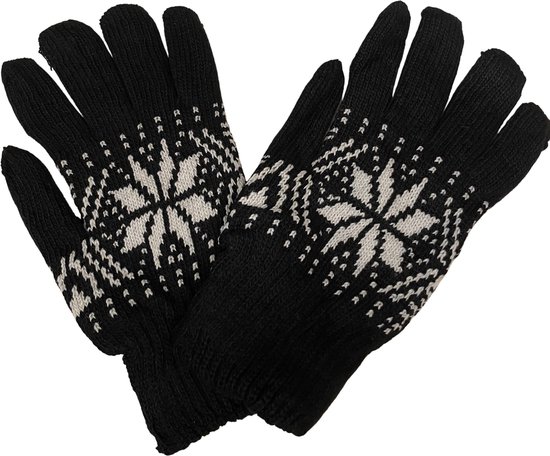 Unisex Handschoenen | Sneeuwvlok Print | One Size - Zwart-Wit