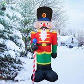 MoreLife Kerstverlichting Buiten Figuren | 2.4 M hoge Kerstsoldaat | Automatisch Opblaasbaar | Voor Binnen & Buiten | Met Led-Verlichting | Verlichte Kerstfiguren