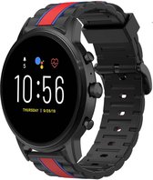 Siliconen Smartwatch bandje - Geschikt voor  Fossil Gen 5 Special Edition band - zwart/rood - Strap-it Horlogeband / Polsband / Armband