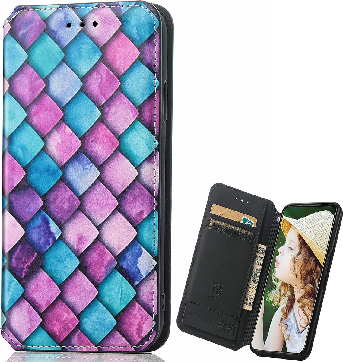 Luxe PU Lederen Wallet Case + PMMA Screenprotector voor Galaxy A51 / A51 5G _ Kubus Patronen