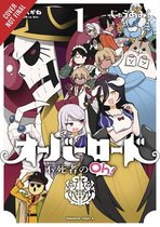 Boekomslag met verschillende anime-personages. Links een skelet met een zwarte hoed. In het midden de titel 'Overlord' en rechts diverse figuren.
