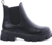 SmileFavorites® Chelsea boots met Hak - Imitatieleer - Zwart - Maat 38