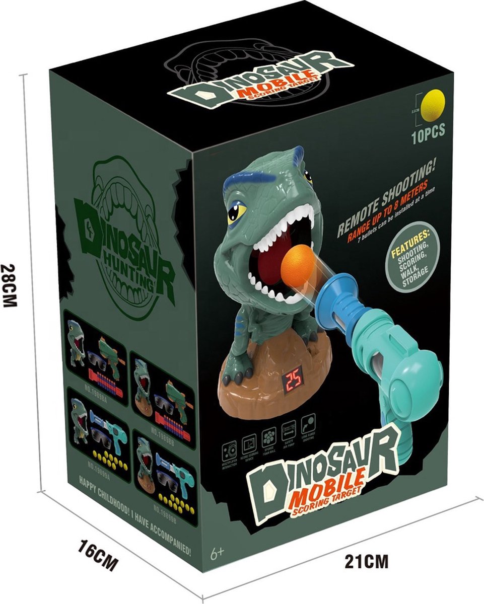 Jeux d'action Pistolet lanceur dinosaures en 3 couleurs