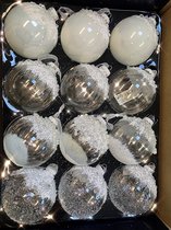 S&L Luxe Christmas Gifts kerstballenset met parels - 12stuks - 8cm - echt glas - kerstversiering - kerstballen