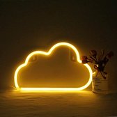 DecorVerlichting - Wolk lamp - Neon - Geel - LED - USB of batterij - Wandlamp - Nachtlamp