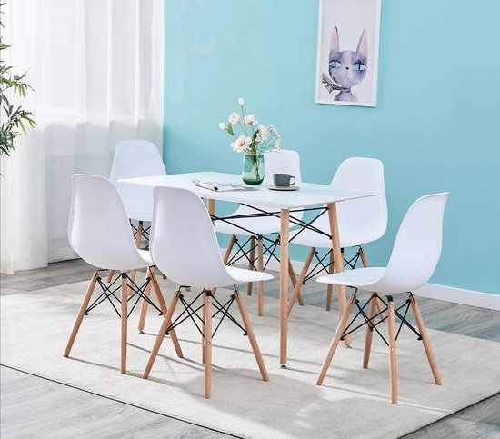 Eetkamerstoelen - Set van 6 kuipstoelen - Wit - Kuipstoel - Eetkamerstoel - Eetkamerstoelen - Kuipstoelen - industriële eetkamerstoelen - koffie tafel - stoelen - kuipstoelen - keukenstoel - keuken - design stoel
