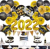 Happy new year goud zwart decoratie pakket - oud en nieuw versiering - feestdagen feestpakket black gold - nieuw jaar 2022