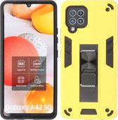 Samsung Galaxy A42 5G Hoesje - Tough Armor Hardcase – Telefoonhoesje Met Standfunctie – Bestcases Backcover - Geel