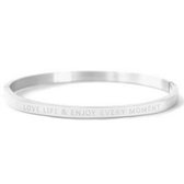 Bangle- met tekst LOVE LIFE & ENJOY EVERY MOMENT-roestvrij staal-zilverkleurig