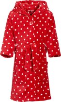 Playshoes - Fleece badjas met capuchon - Stippen rood - maat 122-128cm