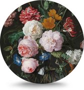 Maison de France - Dibond  Rond - bloemen in vaas - wit dibond / rond - 120 cm