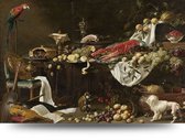 Maison de France - Voor acrylglas Stilleven met hond en papagaai - plexiglas - 80 x 120 cm