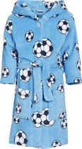 Playshoes - Fleece badjas voor kinderen - Voetbal - Blauw - maat 158-164cm (13-14 jaar)