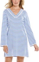 Coolibar - UV-werende strandjurk voor dames - Samoa Cover-Up - Blauw/Wit - maat XL