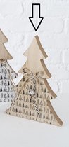 Kerstboom Hout - Kerstboompjes deco met bel - Naturel / Zwart