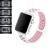 RipaWare Sport Watch bandje - Compatible met Apple - Silicone - 38, 40, 41mm - M/L - wit / roze