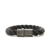 Josh Vintage Heren Armband Metaal;Touw - Zwart