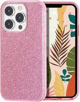 iphone 13 pro | Glitter | siliconen | backcover | roos