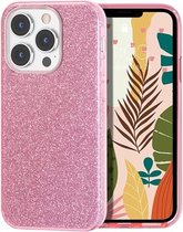 iPhone 13 Pro Max Backcase - Glitter Roze