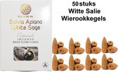 Witte Salie Wierookkegels - 50 stuks - Fleur de Vie Backflow Salvia Apiana White Sage Cones - Medium Formaat - Witte Salie Wierook Kegels - Energetische Reiniging - Rustgevende Aro